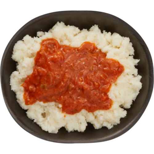 White rice Mealie Pap with gravy